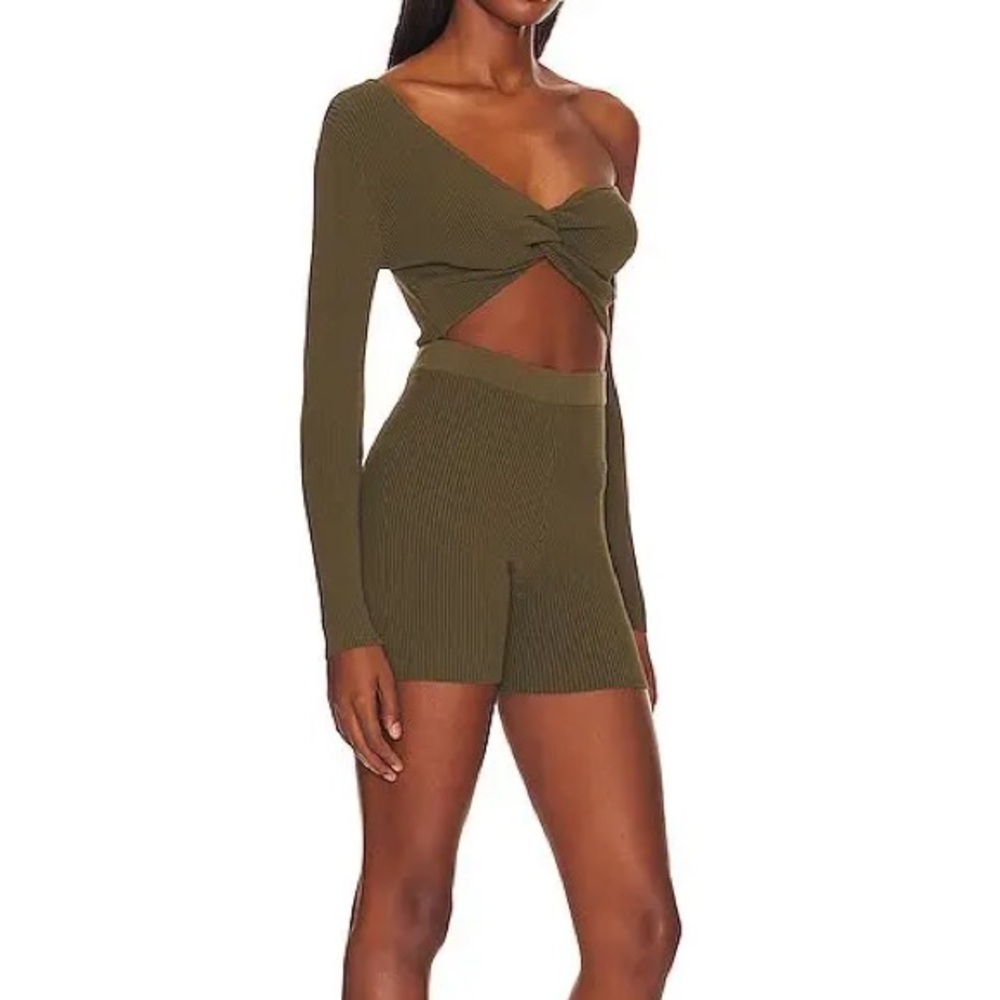 FINAL SALE Olive Green Ribbed Top and short set by All The Ways - Picture 2 of 8